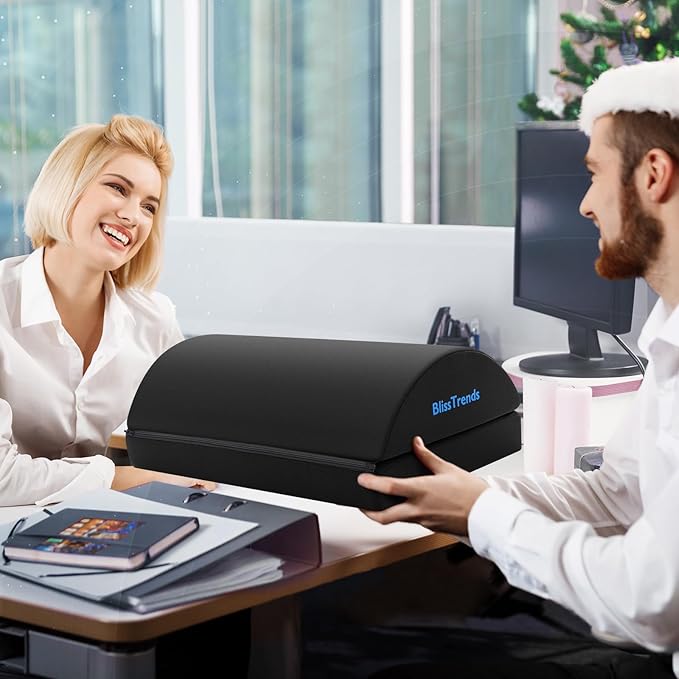 BlissTrends Foot Rest for Under Desk at Work-Versatile Foot Stool with Washable Cover-Comfortable Footrest with 2 Adjustable Heights for Car,Home and Office to Relieve Back,Lumbar,Knee Pain-Black