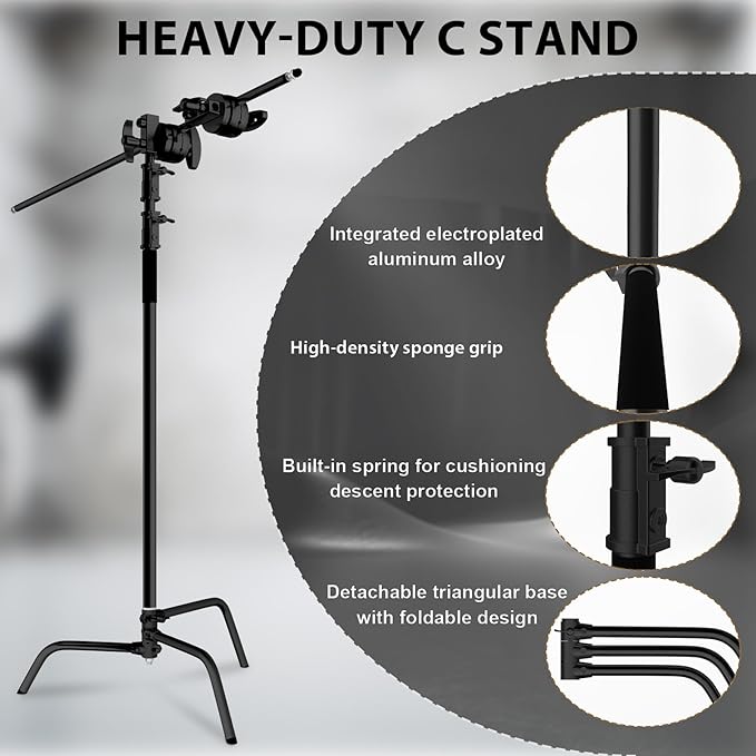 C Stand with Boom Arm, Photography Light Stand Kit - Image 2