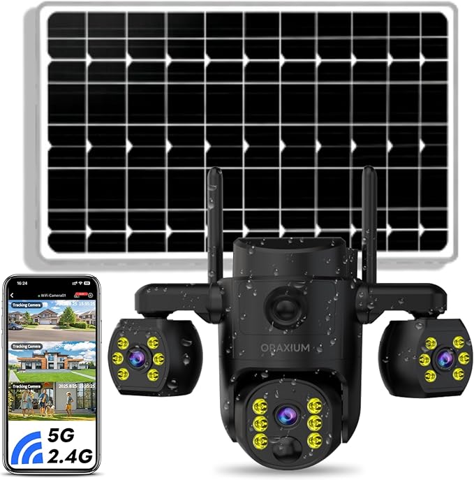 Triple Lens Outdoor Wireless Security Camera, Outdoor Cameras by Unknown