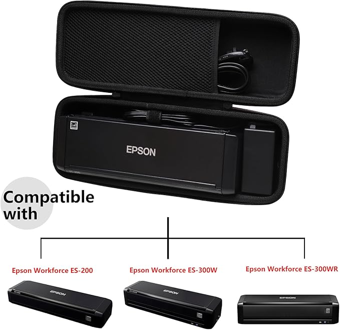 LTGEM Hard Case for Epson Workforce ES-200 / ES-300W / ES-300WR Portable Document Scanner - Travel Protective Carrying Storage Bag