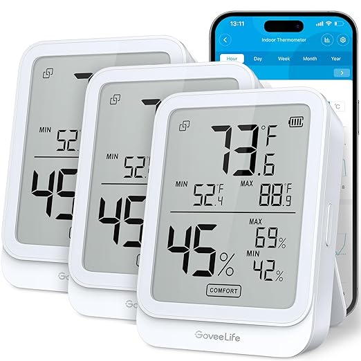 GoveeLife Hygrometer Thermometer H5104 3Pack, Remote LCD Digital Hygrometer by GoveeLife