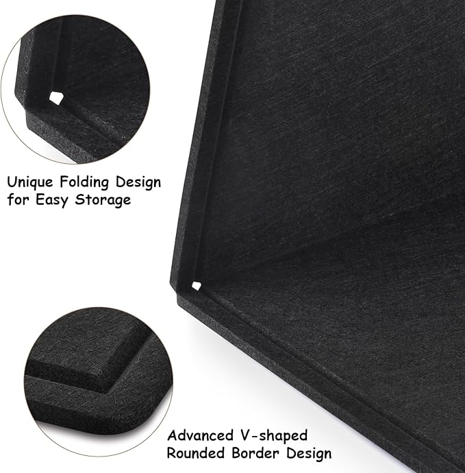 Large Bulletin Board, Foldable 72x48 Inches Cork Board Alternative, Large Felt Board Decorative Pin Board for Wall, Foldable Photo Board Self-Adhesive Vision Board with 36 Pushpins Black