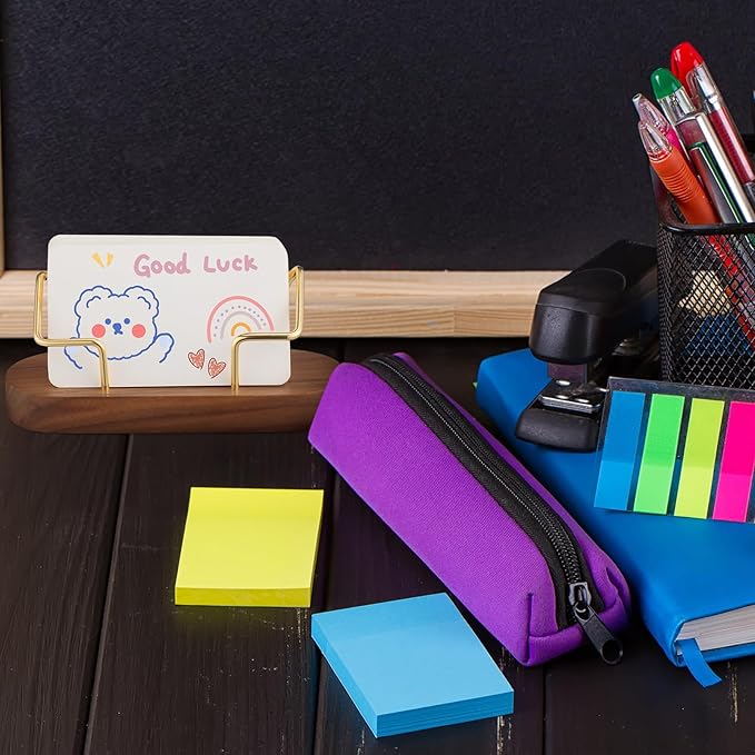 Amyhill 2 Pieces Wood Business Card Holder for Desk Wooden Business Card Display Stand Postcard Holder for Office Home Desktop(Brown)