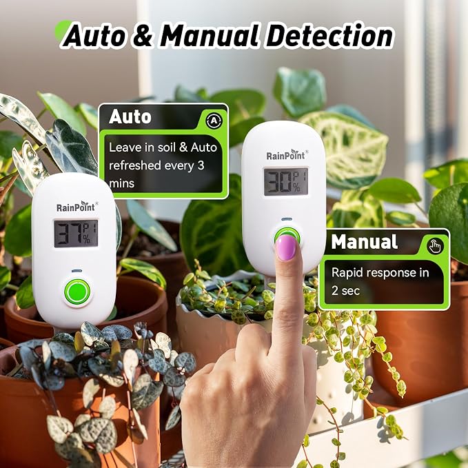 RAINPOINT Light-Driven Thermo-Hygrometer & Smart Digital Wireless Soil Moisture - Image 9