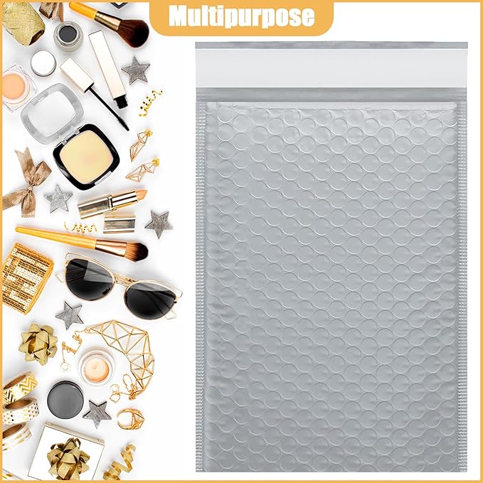 10.5in x 15in Bubble Mailer, Gray Poly Mailer, Padded Envelope, Shipping Envelope, Waterproof, Self-Sealing, For Small Business, Shipping, Mailing, Boutique Packaging(10PCS)