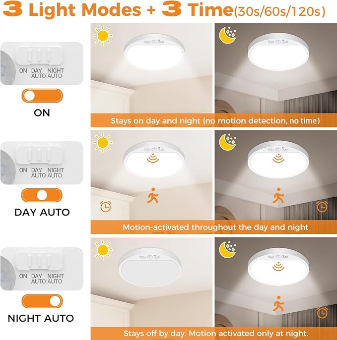 slochi Motion Sensor Light Indoor Wired, 8.7 Inch 3000K/4000K/6500K Closet - Image 4