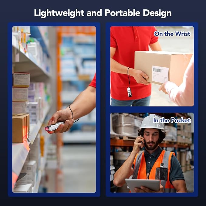 Eyoyo Bluetooth 2D&1D Barcode Scanner, Portable Wireless Mini but Powerful Barcode Reader with 2.4G Wireless&Bluetooth&USB Wired Connection, QR Code Scanner for Phone, Tablet PC