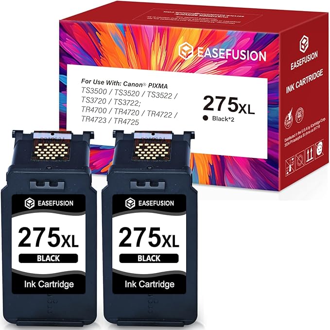 PG-275XL Replacement for Canon Ink 275 PG-275 275XL Black Ink Cartridge Compatible with PIXMA TR4720 TS3522 TR4700 TS3722 TS3500 TR4722 TS3720 TS3520 Printer (2 Black)
