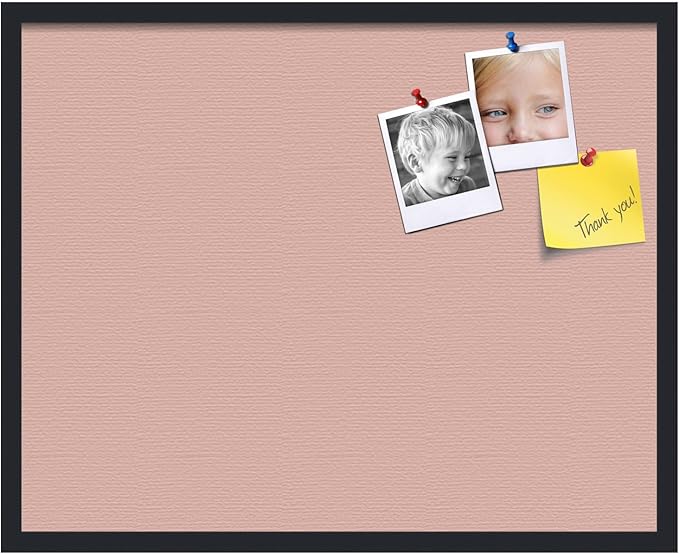 PinPix 30x24 Inch Cork Bulletin Board. This Decorative Framed Pin Board Comes with Pink Pastel Design and a Satin Black Frame. Ideal for Home Office Decor or Message Board (PinPix-1813)