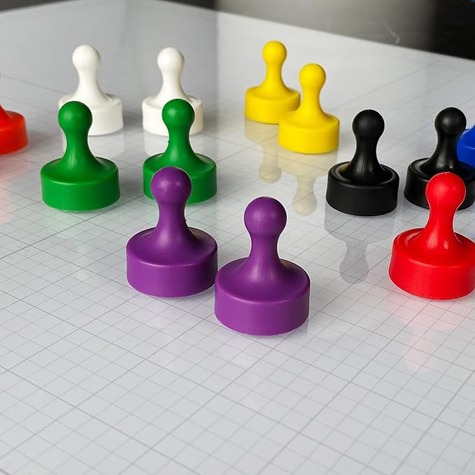 GLASSBOARD STUDIO Powerful Neodymium Magnets, Pawn-Shaped - Strong Fridge/Refrigerator and Whiteboard Magnet, Ideal for Office, Kitchen, Crafts - Rare Earth, Heavy Duty (2, Purple)