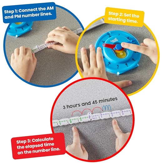 hand2mind Advanced NumberLine Clock, Learn to Tell Time, Analog Clock - Image 2