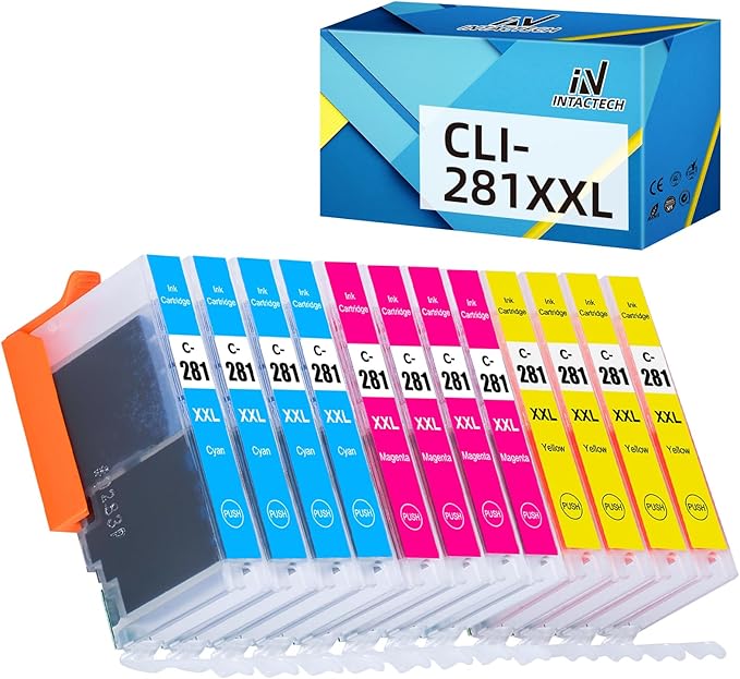 CLI-281 XXL Cyan/Magenta/Yellow-3 Color Ink Cartridges Compatible with Canon 281XXL CLI281 Value Pack Work for Pixma TS6120 TS8120 TR7520 TR8520 TS9120 TS6220 TS8220 TS9520 TS9521C