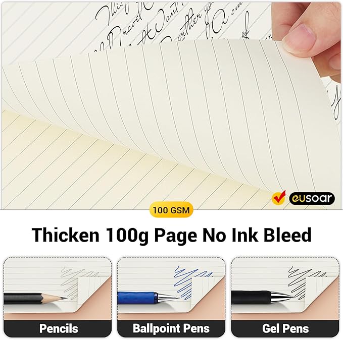 EUSOAR Notebook Spiral, 1 Pack A5 5.5"x8.3" Hardcover College Ruled Lined Journal, 240 Pages(120 Sheets) Writing Pads Professional Notebook for DIY Note Taking School Business Work Office Diary