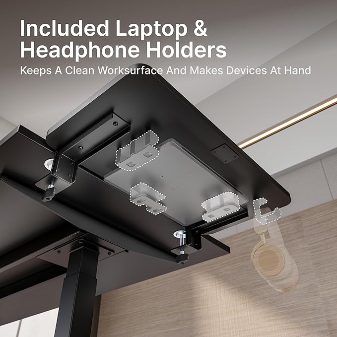 Desk Extender Tray, 24" x 12" Clamp On Desk Shelf, Desk Extension with Laptop Holder, Table Desk Arm Rest, Clamp On Keyboard Tray for Office and Home, Workstation Organizer, Medium, Black