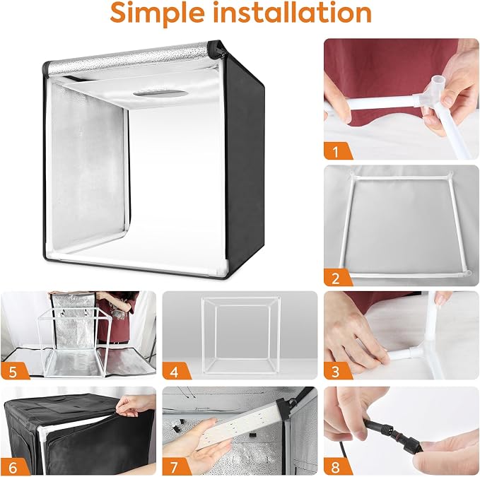 Bi-Color LED Photo Light Box 24x24 inch, Dimmable LEDs Product Photography - Image 6