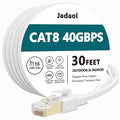 Jadaol Cat 8 Ethernet Cable 30 ft, 40Gbps 2000MHz Flat RJ45 S/FTP LAN Patch by Jadaol