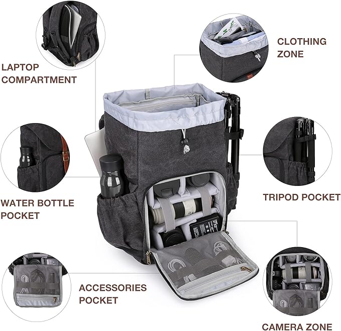 BAGSMART Camera Backpack, DSLR SLR Waterproof Camera Bag, Anti-Theft - Image 2