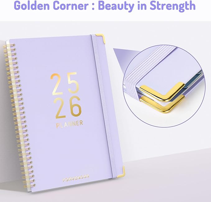 Jul 2025 - Dec 2026 Planner, Forvencer Academic Planner 2025-2026, 18 Month Daily Planner, 6" x 8", Weekly & Monthly Agenda Book, Hardcover Calendar Book, School Supplies for Student Teacher, Blue