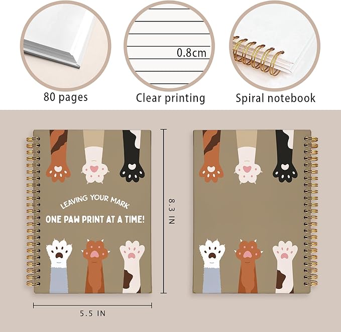 Funny Cat Notebook, Cats Lover Gifts Notebooks for Note Taking, Cat Mom Lady Gifts for Women Journal, Leaving Your Mark Cute Kitten Paws Journals for Writing, 5.5x8.3 Inch