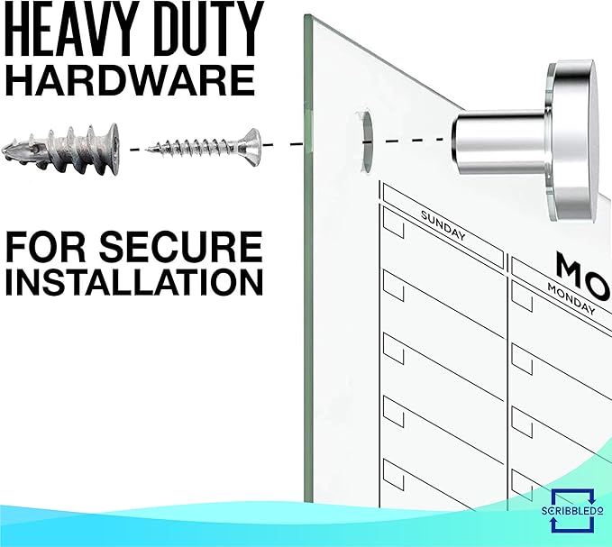 Glass Whiteboard Calendar 34x46” Quarterly Planner White Board Dry Erase Board 3 Month for Wall Glass Whiteboard Home Office Large Wall Calendar 2025 & Marker Tray