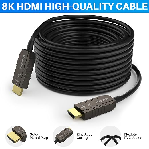 Certified 8K Fiber Optic HDMI 2.1 Cable 50 FT, Real HDMI® Cable, Ultra HD - Image 2