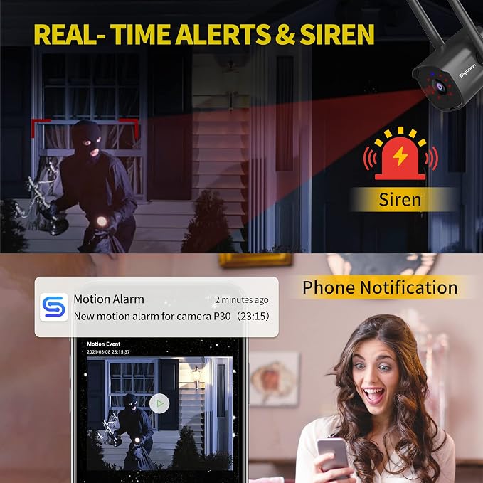 Septekon Security Camera Outdoor 2 Pack, 2.4G Wired WiFi Cameras - Image 2
