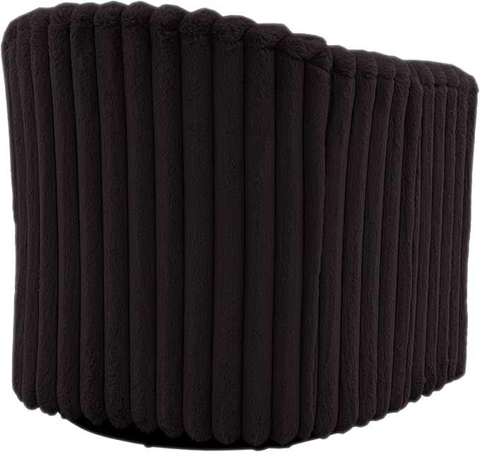 UIXE Faux Fur Swivel Accent Chair, Modern Upholstered Armchair Barrel Club Chair for Living Room, Chocolate