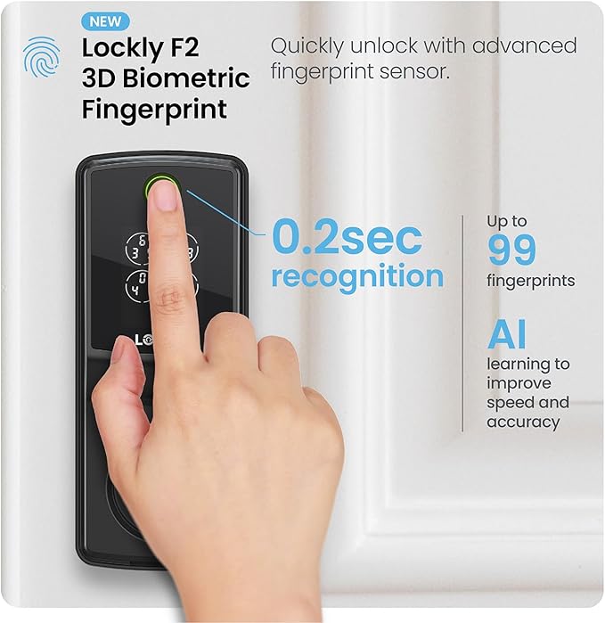 Lockly Secure Pro Smart Lock, 0.2s AI Fingerprint Door Lock, Patented PIN Genie - Image 4