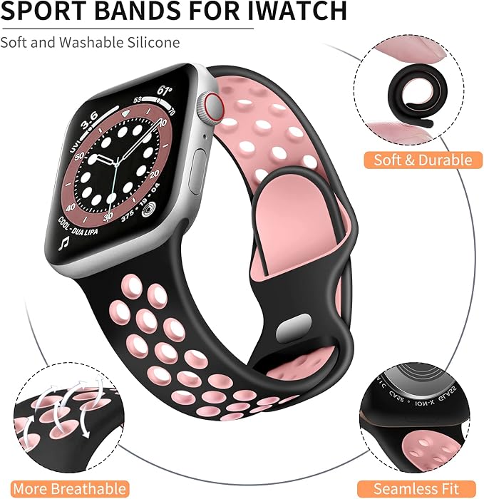 Lerobo Compatible for Apple Watch Band 41mm 40mm 38mm 42mm Women Men Silicone - Image 8