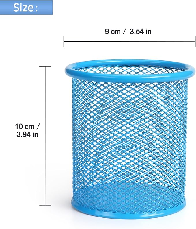 Tamaki Pen Holder Cup for Desk, Wire Mesh Pencil Cup Holder for Desk Office Pen Organizer (Blue)