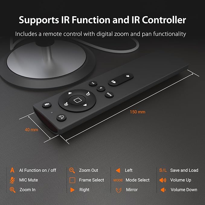 j5create 360 All Around AI-Powered Conference Room Camera with Speakerphone, Smart-Tracking, Auto-Framing, Include a Remote Control (JVU368)