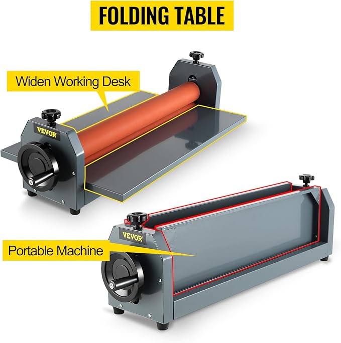 VEVOR 29.5 Inch Cold Laminator Machine 10mm Manual Vinyl Photo Film Cold laminator Hand Crank Pressure Cold Roll laminator(29.5 Inch)