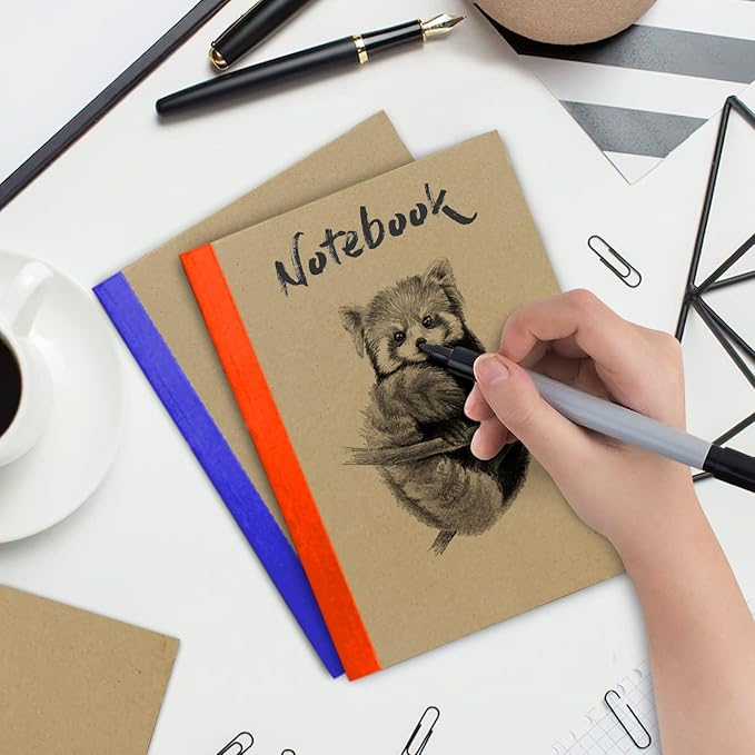 48 Pack Bulk Kraft Journals, A5, Extra Pages - 120 Pages (60 Sheets), College Ruled, 8 x 5.7, No-Bleed Paper, Bulk Kraft Composition Notebooks Lined, Kraft Composition Notebook for School