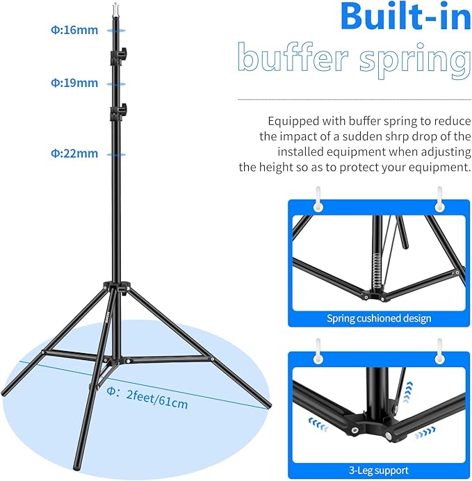 Neewer 75"/6 Feet/190CM Photography Light Stands - Image 3