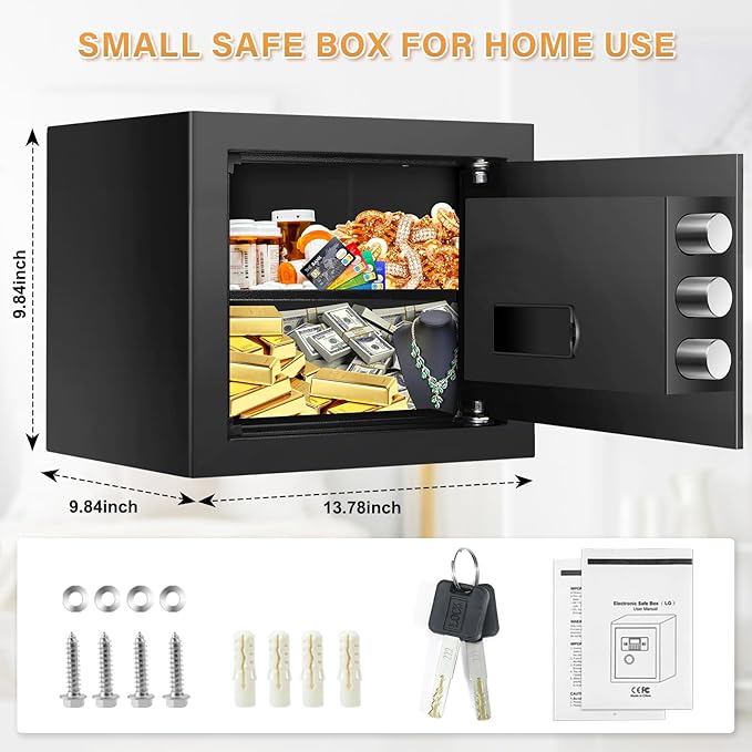 Small Safe for Home, 9.84"H Safe Box for College Dorm Room, Office & Home - Image 2