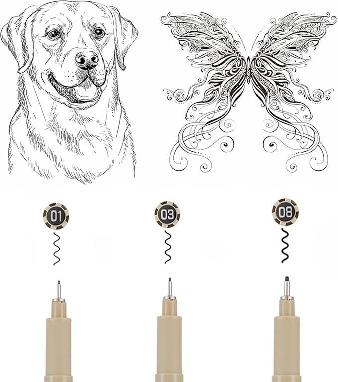 Micro Fineliner Set – 3 size Archival Ink pens for Technical Drawing, Anime & Sketching – Artists, Architects & Illustrators