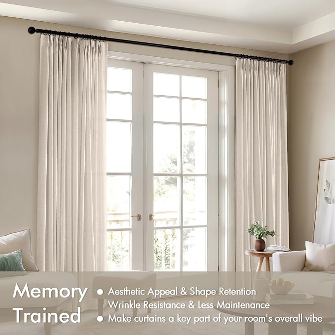 Memory Trained Pinch Pleated Curtains 84 Inches Long, Viral Linen Pinch Pleat - Image 3