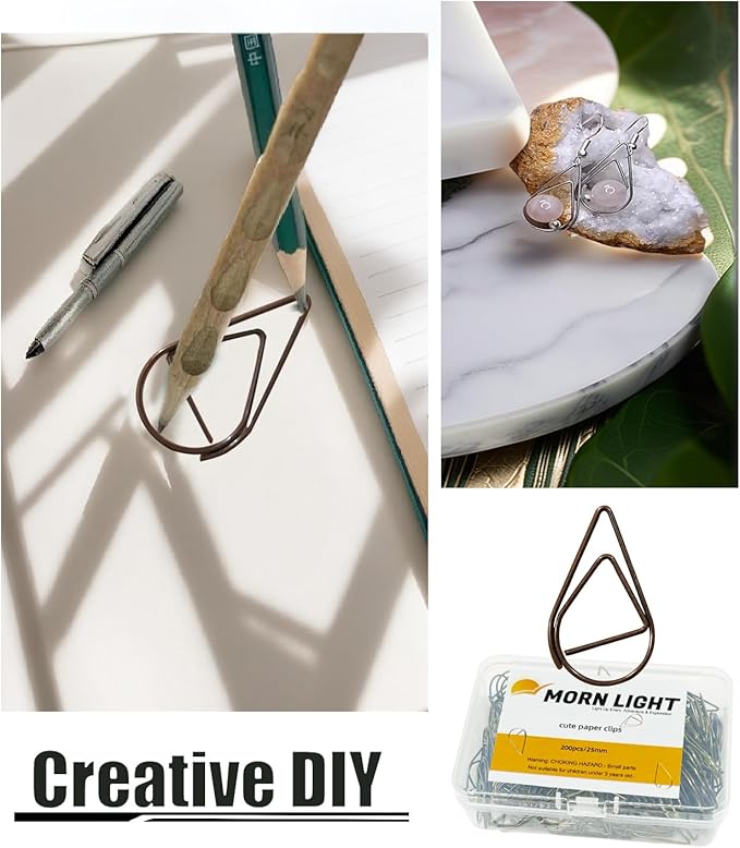 200 Pcs Teardrop Paper Clips Bulk,Stainless Steel Rust-Resistant Paperclips for Wedding Invitations, 3X Stronger Hold with Mirror Polish (Copper, 1inch)