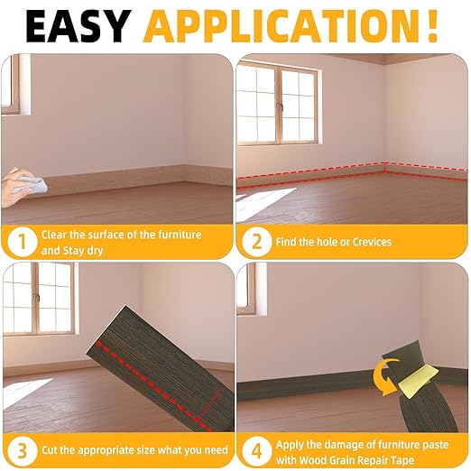 GSCIT Club Wood Grain Repair Tape, 2.3 inch X 25ft Self Adhesive Brown Walnut Grain Repair Patch for Tables, Chairs, Baseboards, Doors, Windows, Floors, Handicraft DIY.