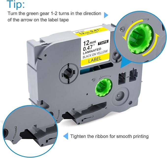 3P Ptouch TZe Yellow Tape 12mm Replacement for Brother Label Tape Yellow TZe-631 12mm 0.47" Laminated,Compatible with Brother Ptouch Label Maker PT-D210 PT-H100 PT-D600 PTD400