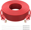 Adoreen Cat 6 Ethernet Cable 50 Ft-Red, Outdoor & Indoor Snagless Long Round by Adoreen