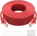 Adoreen Cat 6 Ethernet Cable 25 Ft-Red, Outdoor & Indoor Snagless Long Round by Adoreen