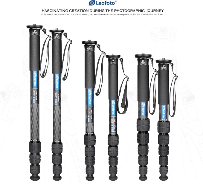 Leofoto MP-326C+VH-10S Monopod and Tilt Head Set, Carbon Fiber, VH-10S Monopod - Image 2