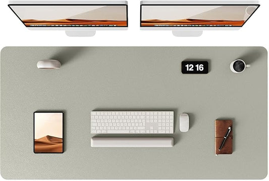 YSAGi Leather Desk Protector, Office Mat, Large Mouse Mat, Non-Slip PU Leather Blotter, Laptop Pad, Waterproof Writing Pad for Office and Home (Sage Green, 47.2" x 23.21")