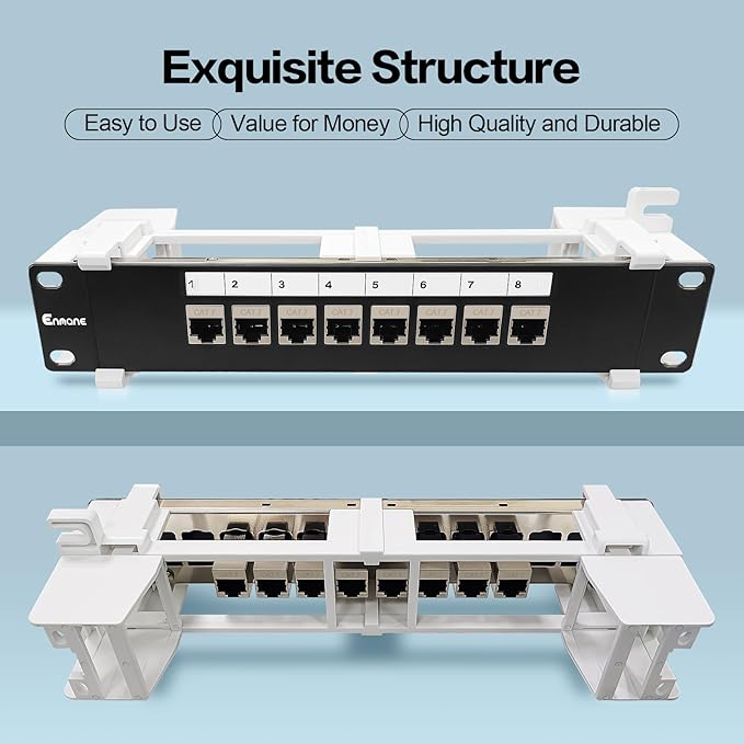 8 Port Patch Panel CAT7 Keystone Coupler Shielded Wall Mount 10inch - Image 7