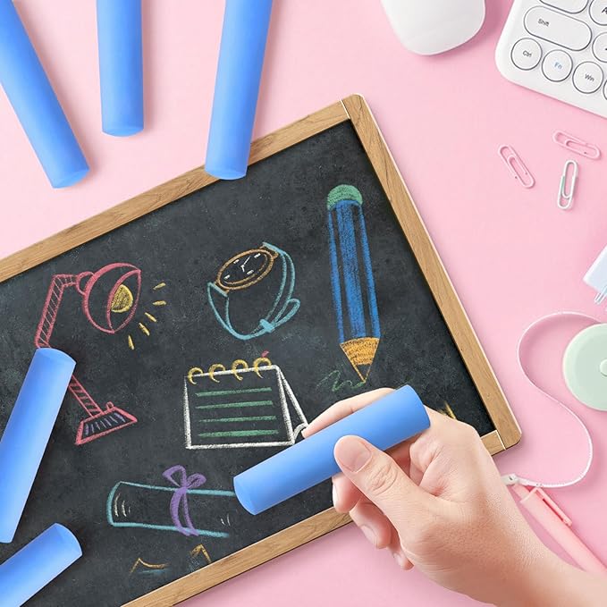 50 Pack Washable Sidewalk Chalks for Kids Non-Toxic Jumbo Chalk for Outdoor Art Play, Colored Chalk for Painting on Chalkboard, Blackboard and Playground(Blue)