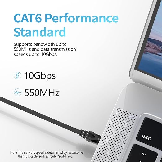 Cat 6 Ethernet Cable 20 ft, Indoor&Outdoor, High Speed 10Gbps 24AWG Pure Copper - Image 2