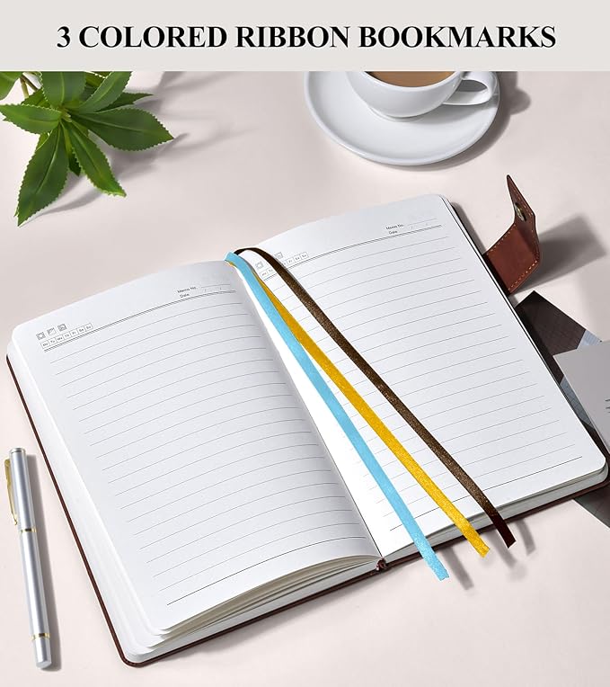 365 Page Thick Lined Journal Notebook for Men Women, B5 Large Leather Journals for Writing, Hardcover Notebooks for Work, School, Note Taking, Business, Travel Diary, College Ruled 7.6" x 10"