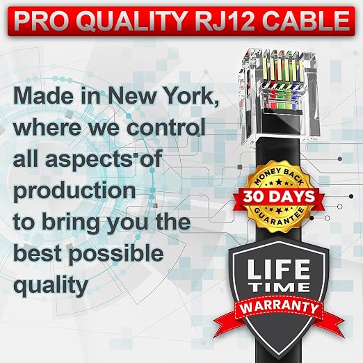 AmzDeals 2-Pack 10 Feet Black RJ12 6P6C Straight Wired Cable, Pro Grade Data - Image 4