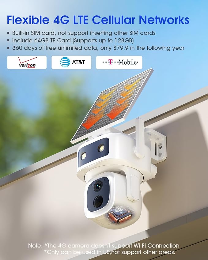 SANSCO 2 Pack 4G LTE Cellular Security Camera Wireless Outdoor, 360 Days Free - Image 8
